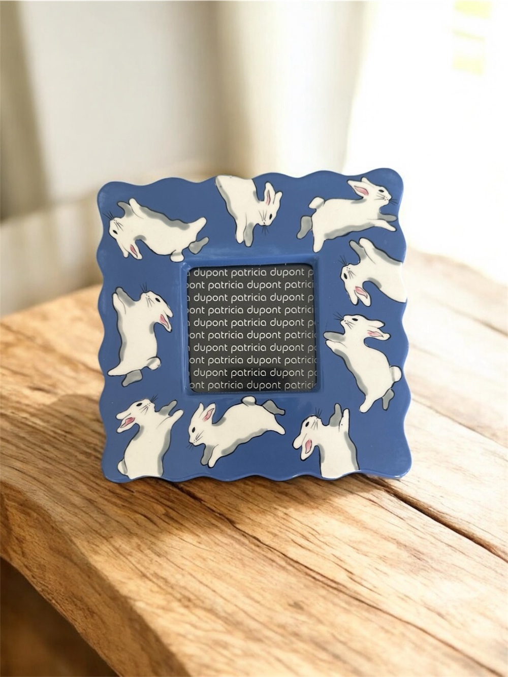 NWOT VTG Patricia DuPont Mini Frame Bunnies Blue for 2.75” square photo